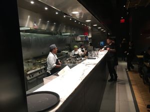 Making the food at Wagamama - 55th St in New York City