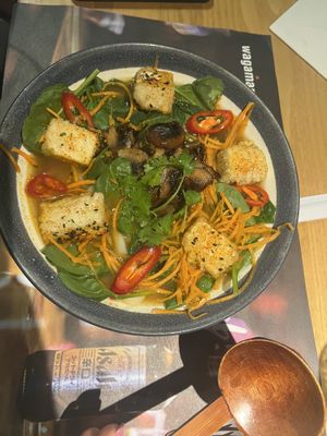 Wife meal-  when she doesn’t ask me to taste that means” it’s GOOD”. I tasted very soothing and spicy   at Wagamama - 55th St in New York City