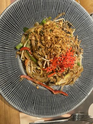 My meal- put me in the mindset of pad thai. I’m not a fan but this was very different.  Mushroom gave it the earthy taste. Great choice   at Wagamama - 55th St in New York City