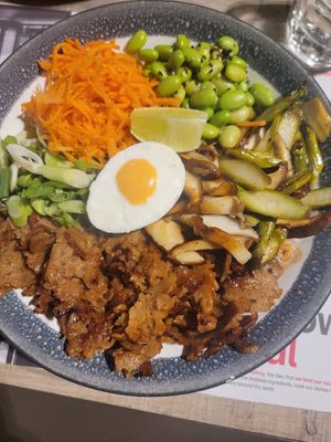 With a vegan egg and everything at Wagamama - 55th St in New York City