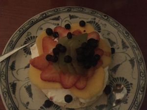 "Vegan" pavlova which was also made with refined sugar (?!) at The Hanoi Social Club in Hanoi