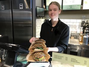 Several Vegan options including rye sandwiches  at Espresso House - Hovedbanegården in Copenhagen