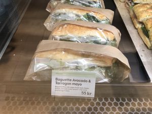 Vegan baguette with avocado and tarragon mayo  at Espresso House - Hovedbanegården in Copenhagen