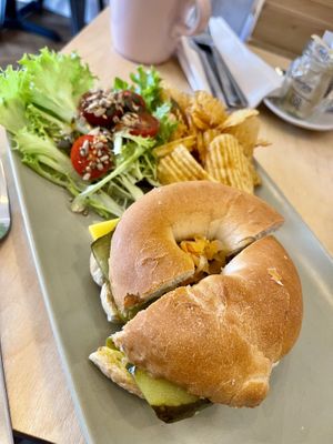 New York Deli Bagel  at Plant Faced Coffee Shop in Hadleigh