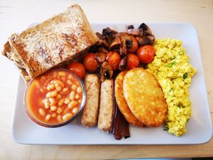 Mega Breakfast at Plant Faced Coffee Shop in Hadleigh