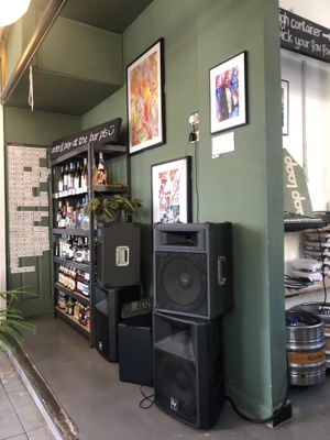 Lovely French music playing and booze for sale   at Loop in North London