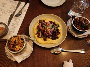 Spiced nuts, hummus, olives at Bonnie Day in Winnipeg