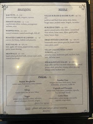 Menu 02-Apr-2025  at Bonnie Day in Winnipeg