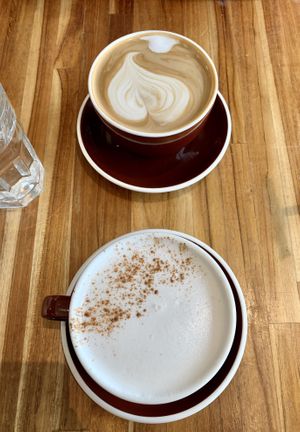 Made in house cashew hemp milk cardamom steamer and a dirty chai latte  at Made in House in Seattle
