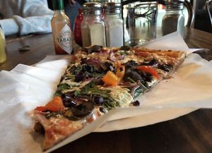 Vegan slice  at Pizzanista in Los Angeles