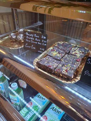 Dessert counter at Nura Cafe, Hair & Beauty Salon in Mellieha