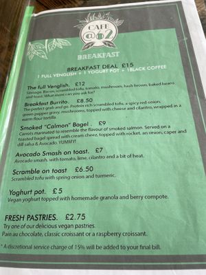 All day breakfast menu.  at Cafe@62 in Brighton