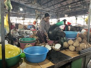 Trip to the market as part of the cooking lesson   at Nary Kitchen in Battambang