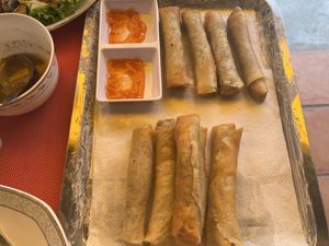 Spring rolls (cooking class)   at Nary Kitchen in Battambang
