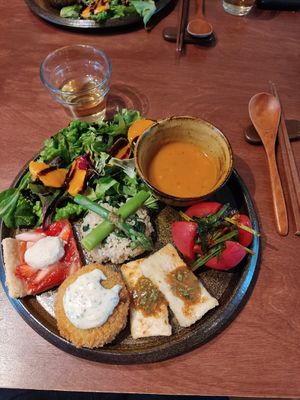 One dish option (the soup was really really good!) at Santosha 산토샤 in Jeju