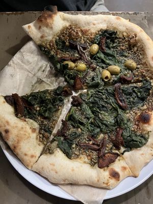 Pumpkin seed pesto  at Sfizio Pizza in Durham