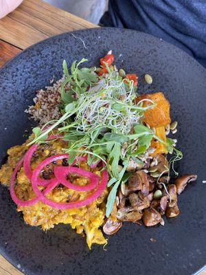 Vegan bowl - curried cauliflower in coconut milk, quinoa   at Carola Ann's in Mossel Bay