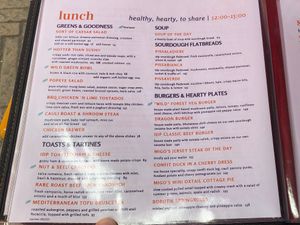 Menu with indicated plant based options  at île de païn in Knysna