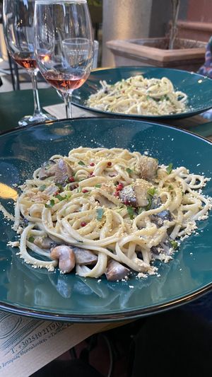 Vegan Carbonara  at Aparto Bistro & Cafe in Kavala