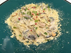 Vegan carbonara   at Aparto Bistro & Cafe in Kavala
