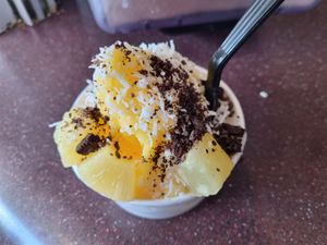 Dole whip Pina colada with oreo topping at Universal Studios - Chill Ice Cream in Orlando