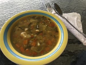 Soup with lots of veggies. Came with menu of day    at Tulia in Medellin