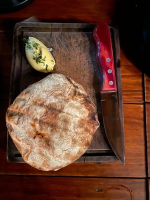 Jungle sourdough bread at kitchen table in Tulum