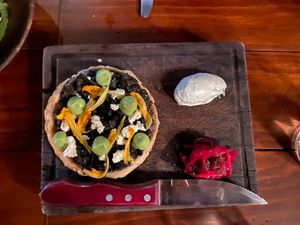 Sope at kitchen table in Tulum