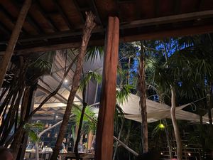 Open kitchen at kitchen table in Tulum