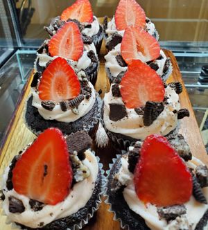 Vegan Chocolate Strawberry cupcakes at Ristretto Coffee House in Prince George