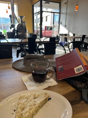 Unfortunately I ate the breakfast sandwich so fast, I didn’t get a picture!  Just a piece of focacia left.  at Ristretto Coffee House in Prince George