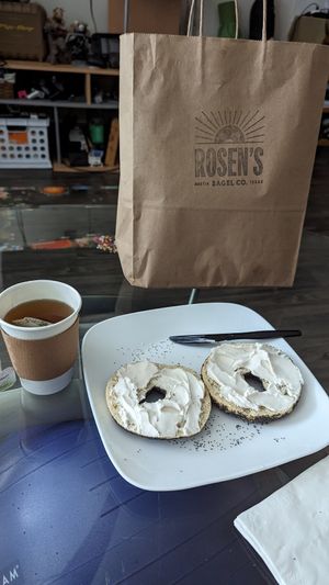 Vegan schmear on poppy at Rosen's Bagel Co in Austin