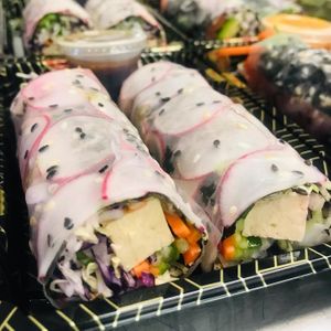 Shaved radishes with sesame tofu and ginger soy dressing   at Jules' Kitchen in Ipswich