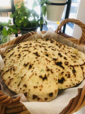 Homemade naan bread   at Jules' Kitchen in Ipswich