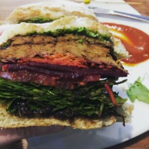 Tempeh burger at Source Foods in Perth