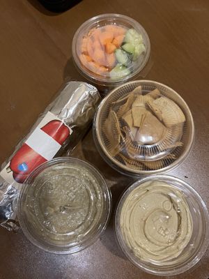 "Chill" wrap, hummus,  veggies, majadra spread, tortilla chips   at BRISK in Tbilisi