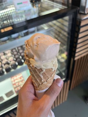 My partner's on a cone at Moo Moo Isbar - Nordhavn in Copenhagen