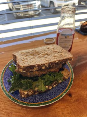 Fried Mushroom Sandwich is one of my fave sandwiches of all time! The batter was spiced perfectly, combined with the fresh kale with the perfect dressing to complement the flavors  at Sir Vegaani in Roanoke