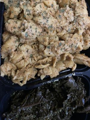 Two sides (mac & cheese with kale greens)  at Sir Vegaani in Roanoke