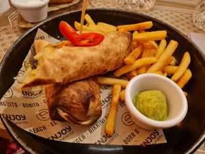 Vegan Wrap with Fries and Guacamole at BORN 8 in Mallorca