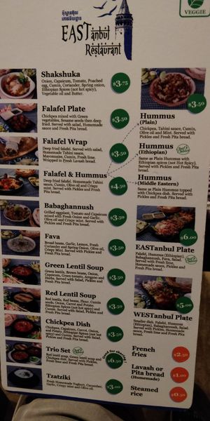 Menu at EASTanbul in Siem Reap