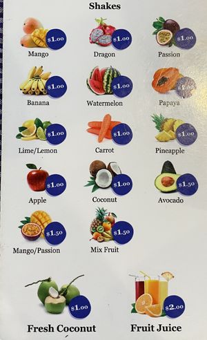 Shakes/Juices menu  at EASTanbul in Siem Reap