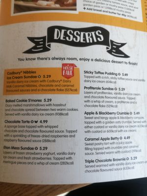 Desserts at Brewers Fayre - Bristol Lewins Mead in Bristol