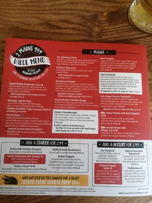 Last page menu at Brewers Fayre - Bristol Lewins Mead in Bristol