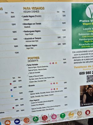 Menue at Los Maeras in El Puerto De Santa Maria
