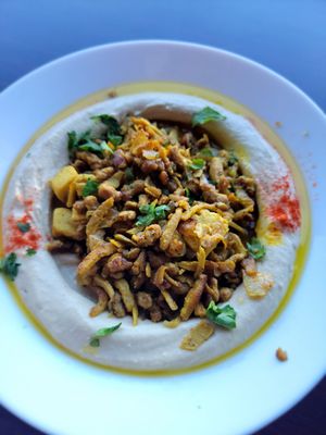 Hummus vegan Jerusalem mix at Hummus Yummy in Valley Village