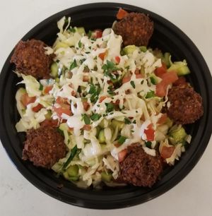 Falafel salad at Hummus Yummy in Valley Village