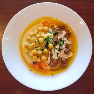 Hummus mach'lutta at Hummus Yummy in Valley Village