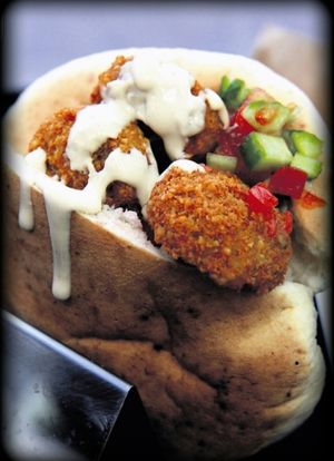 Falafel sandwich at Hummus Yummy in Valley Village