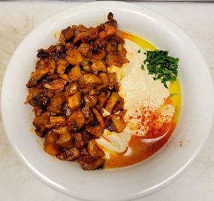 Hummus mushrooms at Hummus Yummy in Valley Village
